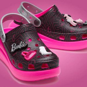 Crocs Barbie Crush Clog Black & Hot Pink Barbie Charms Women's Various Sizes New